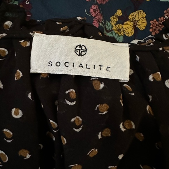 Socialite black and brown dot print mini dress with slip small - Picture 6 of 8